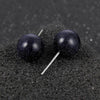 1 Pairs DIY Simple Round Natural Agate Stone Women All-match Stud Earrings(Blue Sandstone)
