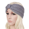 Winter Knitted Headband Turban Women Crochet Bow Wide Stretch Hairband Head Wrap(White)