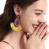 Bohemian Tassel Earrings Female Ethnic Style Rice Bead Earrings(Black)
