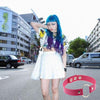 3 PCS Japanese Harajuku Fashion Street-snap Punk Round Nightclub Leather Collar Bracelet, Random Color Delivery