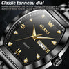 OLEVS 5528 Men Business Dual Calendar Wine Barrel Waterproof Quartz Watch(Black)
