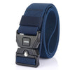 AWMN Men Outdoor Sports Alloy Snap Buckle Elastic Belt, Length: 125cm(Royal Blue)