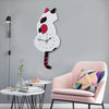 42x18cm Home Office Bedroom Decoration Battery Operated Cat Shaped Wall Clock with Swinging Tails(White)