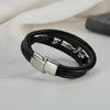 OPK PH1589 Stainless Steel Vintage Multi-Layer Braided Leather Bracelet