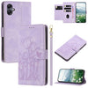 For Samsung Galaxy A05 Tulips Embossed Leather Phone Case with Lanyard(Purple)