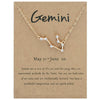12 Zodiac Signs With Diamonds Necklace Card Rhinestones Collarbone Chain Pendant, Style: Gemini Golden