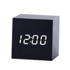 Multicolor Sounds Control Wooden Clock Modern Digital LED Desk Alarm Clock Thermometer Timer Black White