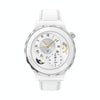 HW3 Mini Heart Rate/Blood Oxygen Monitoring Smart Watch with NFC Function(Silver Shell White Leather)