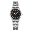 SKMEI 9272 Stainless Steel Buckle Strap Waterproof Quartz Watch Women(Silver Shell Black Surface)