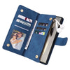 For Samsung Galaxy S25 Ultra 5G Multifunctional Frosted Zipper Wallet Leather Phone Case(Blue)