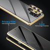 For Samsung Galaxy S25 Ultra 5G Privacy Full Cover Magnetic Metal Tempered Glass Phone Case(Gold)