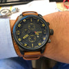 Curren M8225 Army Military Leather Band Men Quartz Watch(Black Brown)