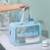 2 PCS Frosted Translucent Waterproof Storage Bag Cosmetic Bag Swimming Bag Wash Bag Blue M 2 Handles