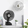 Car Clip-On Rechargeable Electric Oscillating Head Fan With Light(White)