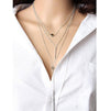 Simple 3-Layer Necklace Small Dot Exquisite Metal Bar Necklace Sweater Chain(Gold)