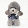 Dog Shawl with Bow Tie, Navy Blue Grid, M (20-25cm Neck) - Cat/Dog Bandana Bib