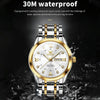 OLEVS 5513 Men Business Luminous Waterproof Quartz Watch(White + Gold)
