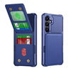 For Samsung Galaxy S25+ 5G Vertical Flip Card Bag Holder Leather Phone Case(Dark Blue)