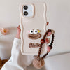 For Samsung Galaxy A06 4G Cartoon Sausage Mouth TPU Phone Case with Bead Chain(White)