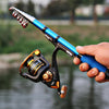 37cm Portable Telescopic Sea Fishing Rod Mini Fishing Pole, Extended Length : 2.3m, Blue Clip Reel Seat