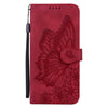 For Samsung Galaxy A36 5G Retro Skin Feel Butterflies Embossing Horizontal Flip Leather Phone Case(Red)