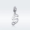 S925 Sterling Silver 26 English Letter Pendant DIY Bracelet Necklace Accessories, Style:S