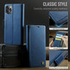 For iPhone 11 Pro Max AutSpace A11 Side Buckle MagSafe Magnetic RFID Phone Leather Case(Blue)