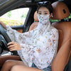 Ladies Summer Sun Shawl Riding Long Sleeve Cape Veil All-In-One Sun Protective Clothing, Style: White Flower Bbranch