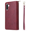 For Samsung Galaxy A26 5G 9-Card Slots Zipper Wallet Bag Leather Phone Case(Wine Red)