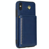 For iPhone X / XS Three Fold Card Bag Phone Case with Long Lanyard(Blue)