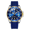 OLEVS 6650 Men Luminous Waterproof Silicone Strap Mechanical Watch(Blue + Gold)