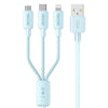 WEKOME WDC-04 Tidal Energy Series 3A USB to 8 Pin+Type-C+Micro USB 3 in 1 Braided Data Cable, Length: 1.2m (Blue)