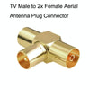 TV Aerial Splitter 1 Male to 2 Female Adapter Metal Coax