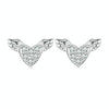 BSE756 Sterling Silver S925 Love Wings White Gold Plated Zirconia Earrings
