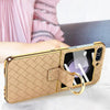For Samsung Galaxy Z Flip6 VIETAO Woven Leather Metal Ring Phone Case(Pink)