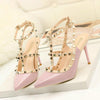 Pointed Stiletto Rivets Shallow Mouth High Heels, Shoes Size:42(Purple)