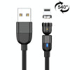 1m 3A Output USB to 8 Pin 540 Degree Rotating Magnetic Data Sync Charging Cable(Black)