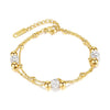 OPK 1249 Double Layer Stacking Simple Round Beads Stainless Steel Bracelet, Color: Gold