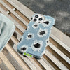 For iPhone 12 Creative Multi-hole Black Lace Denim PU Phone Case