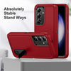 For Samsung Galaxy S24+ / S25+ 5G Rugged PC Hybrid Silicone Phone Case with Holder(Red+Black)