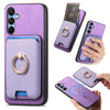 For Samsung Galaxy A16 Retro Cross Leather Ring Vertical Insert Card Bag MagSafe Phone Case(Purple)