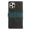 For iPhone 12 / 12 Pro Grid Stitching Leather Phone Case with Lanyard(Black)