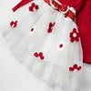 Autumn Girls Flower Bow-knot Long Sleeve Dress, Size:110cm(Pink)