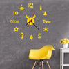 Acrylic 3D Wall Clock DIY Living Room Bedroom Wall Background Decoration(Gold)