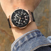 BAOGELA 2001 Luminous Calendar Leather Strap Mechanical Watch For Men(Black Silver)