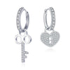 Key Lock Earrings S925 Sterling Silver Platinum-plated Simple Earrings
