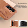 For Samsung Galaxy S25+ 5G NILLKIN QIN Series Pro Sliding Camera Cover Design Leather Phone Case(Brown)