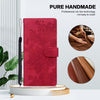 For Redmi Note 13 Pro+ Lace Floral Embossed Magnetic Buckle PU Phone Case With Wrist Strap(Red)