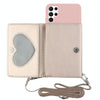 For Samsung Galaxy S22 Ultra 5G Crossbody Lanyard Wallet Card Bag Phone Case(Pink)