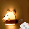 Bear Remote Control Night Light Bedside Eye Protection Wall Lamp with 3 Light Modes, Style:Rechargeable